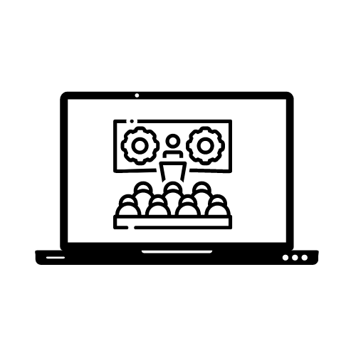 icon showing laptop with online group class