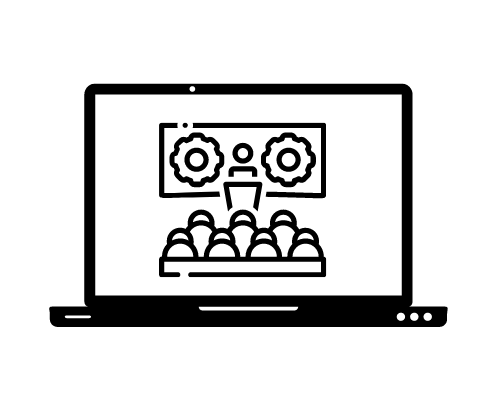 image showing icon of a laptop and a group class