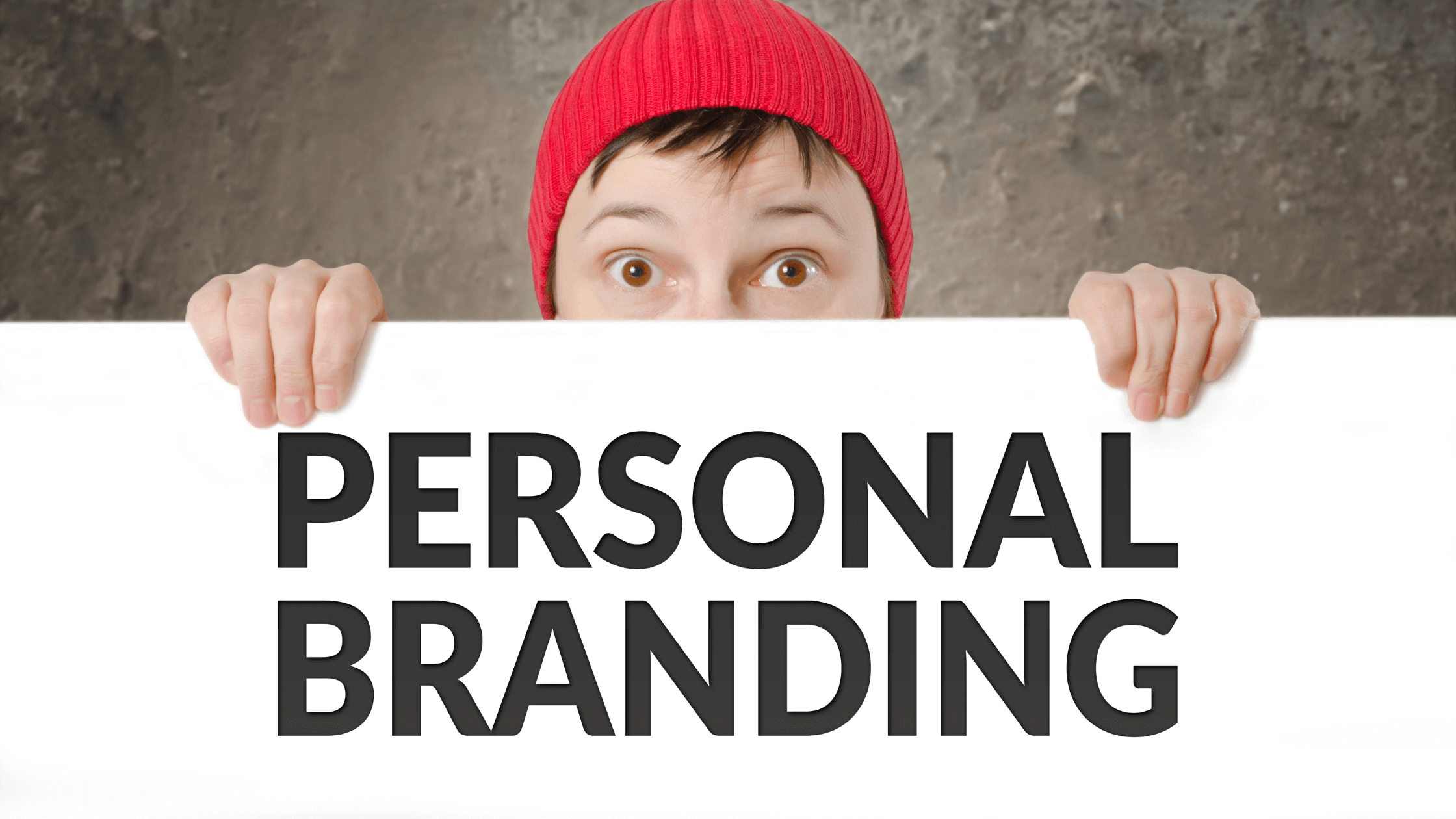 image showing a head of a man hiding behind personal branding banner board