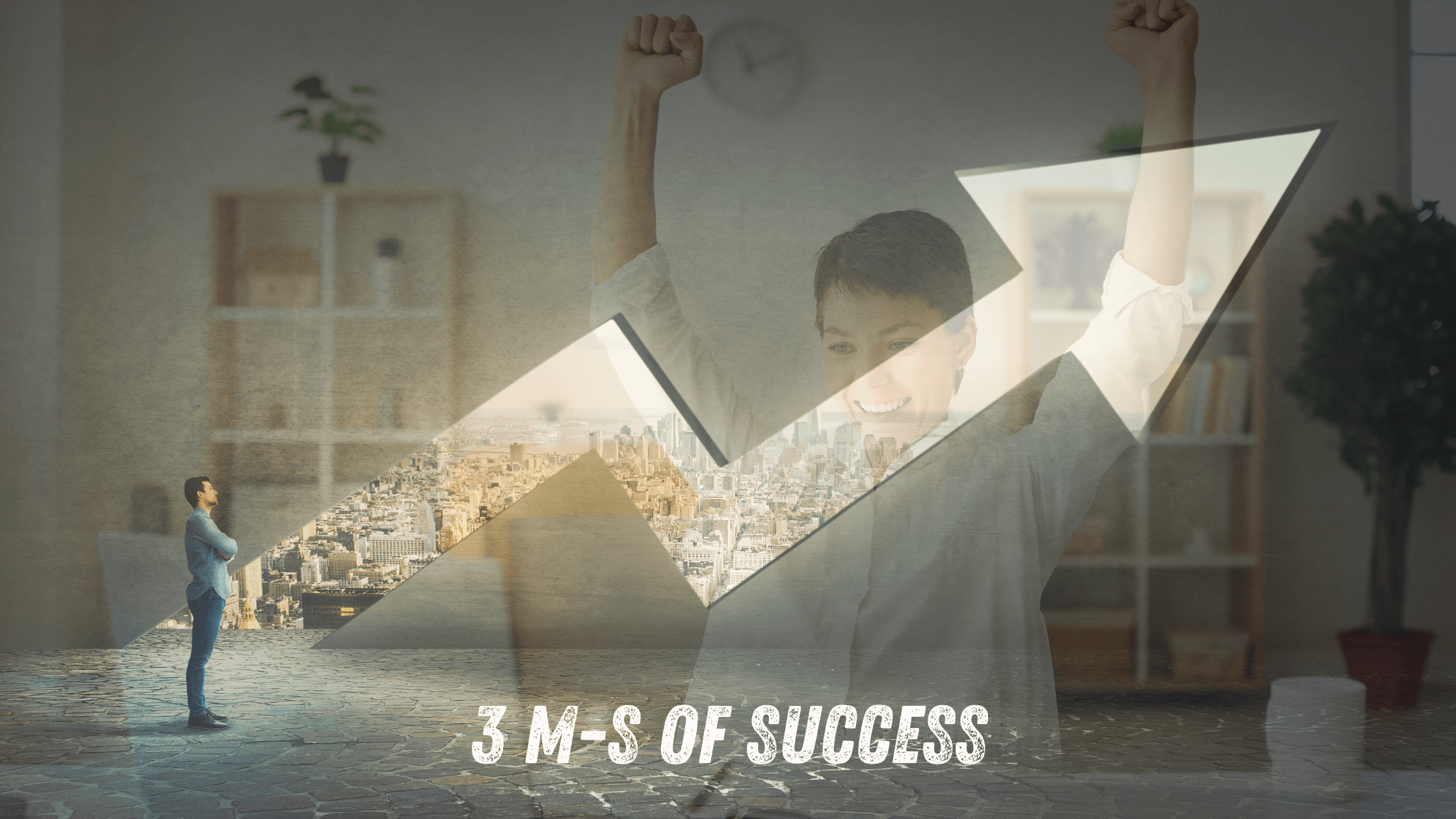 image showing a happy person and growth arrow