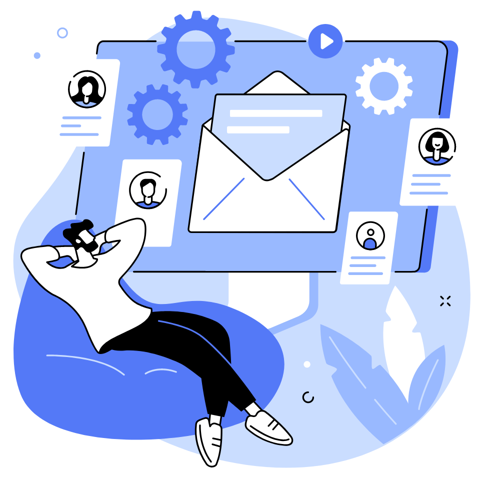 image representing person relaxing watching automated email marketing leads