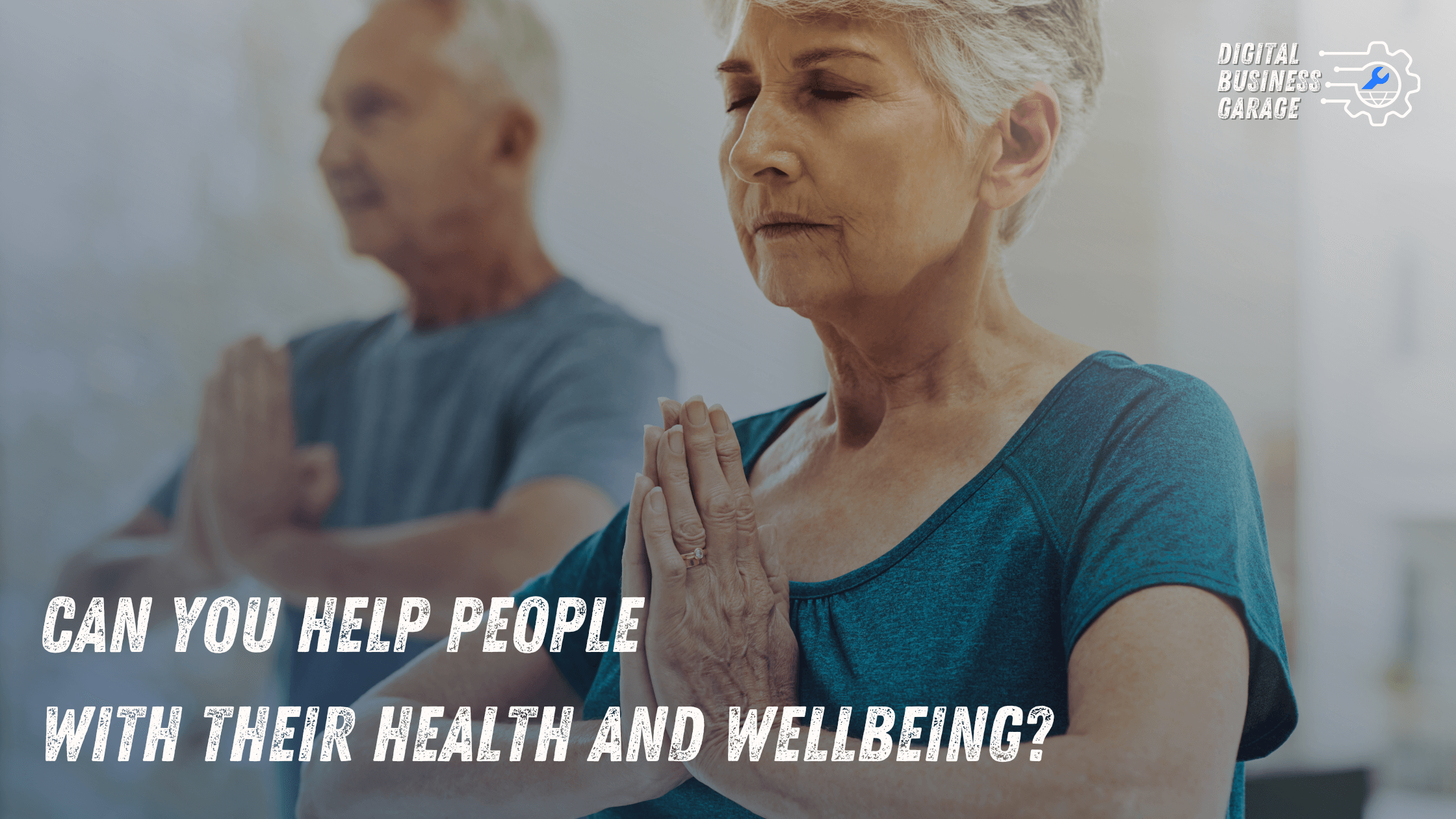 2 mature people practicing mindfulness